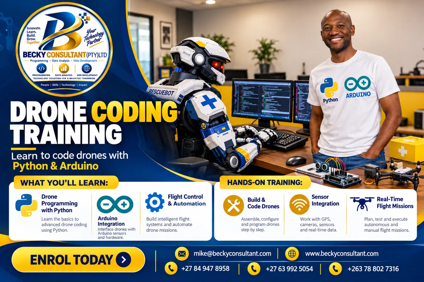 Becky Consultant drone coding and robotics promotional image
